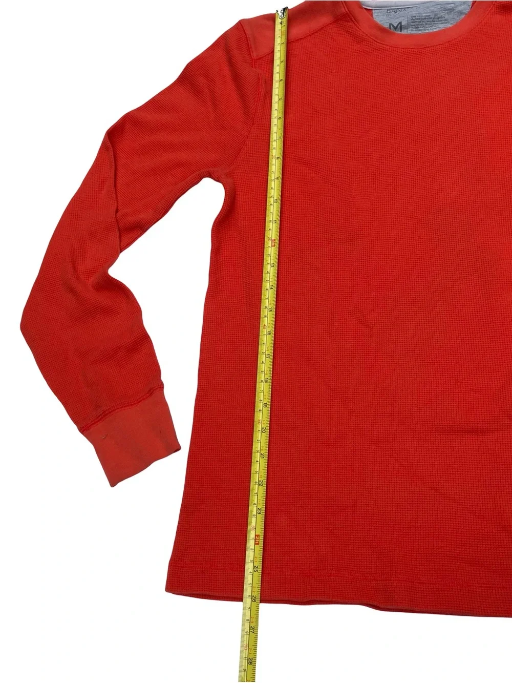 Banana Republic Mens Medium Red Waffle Knit Thermal Long Sleeve Shirt Crewneck T